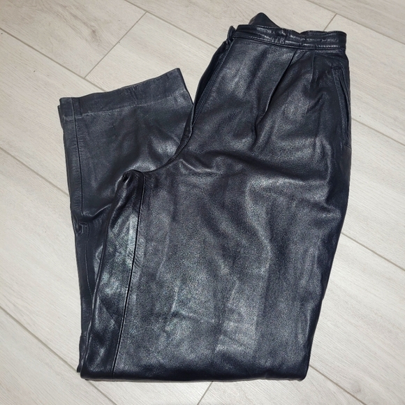 Rumors & Gossip Pants - Rumors & Gossip Women's Vintage Leather High Waist Tapered Pants 26 Black Biker